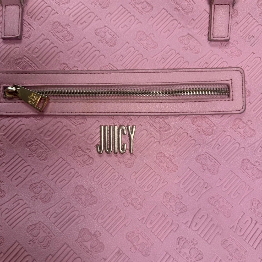 Juicy by Juicy Couture Pink Embossed‎ Logo Tote Bag Mens Crown Print Large Purse